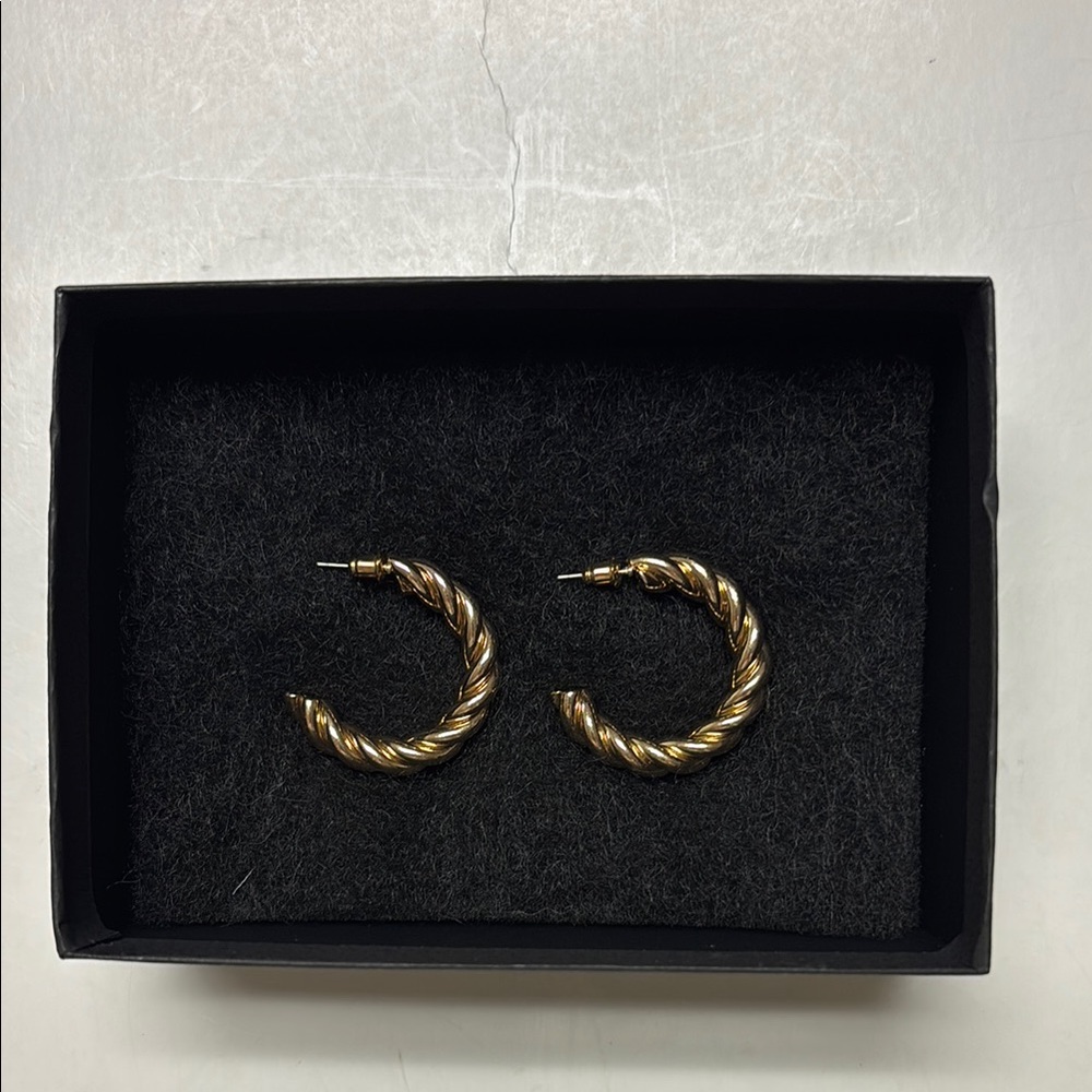 Braided gold color hoop earrings